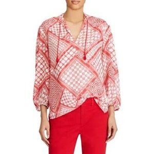 Lauren Ralph Lauren NWT Printed Tassel-Tie Blouse